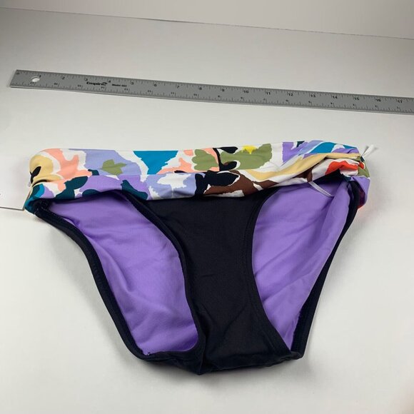 Anne Cole Women's Fold Over Black‎ Printed Waist Swim Bikini Bottom Size XS NWOT - Picture 1 of 7